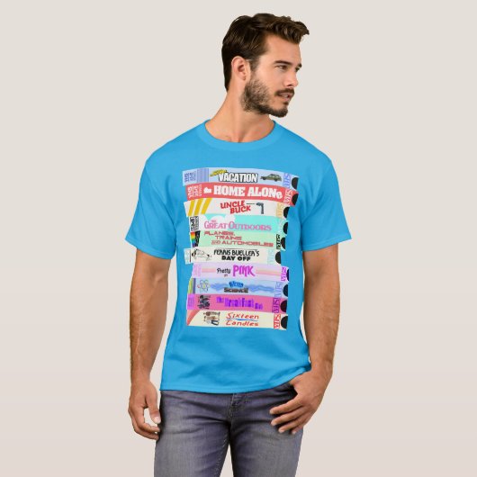 Retro 80s Films VHS Stack T-shirt (Voorkant volledig)