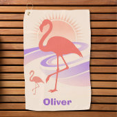 Retro 80s Flamingo Vibes – Pastel Sunset Golfhanddoek