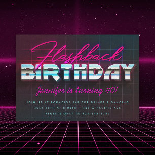 Retro 80s Flashback Birthday Party Kaart