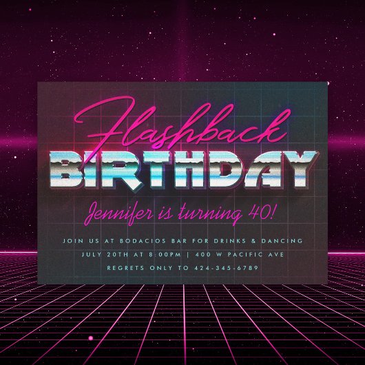 Retro 80s Flashback Birthday Party Kaart