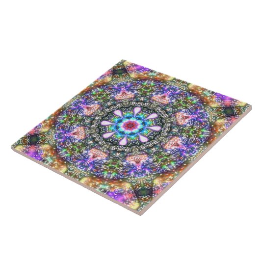 Retro 80's   Floral persian mandala   Tegeltje (Zijkant)