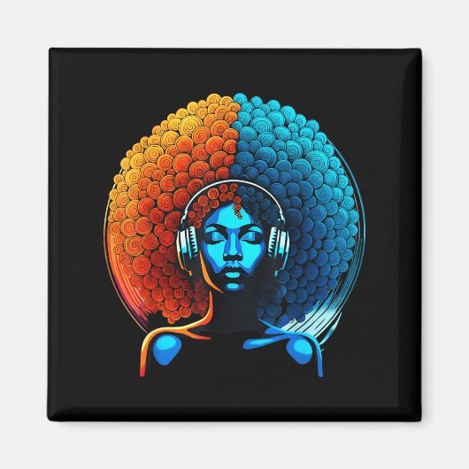 Retro 80s Funk Afro Girl Disco Soul African Americ Magneet (Voorkant)