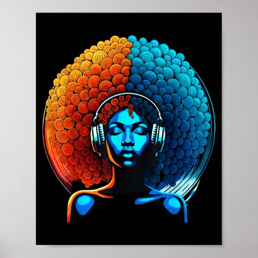 Retro 80s Funk Afro Girl Disco Soul African Americ Poster (Voorkant)