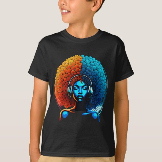 Retro 80s Funk Afro Girl Disco Soul African Americ T-shirt (Voorkant)