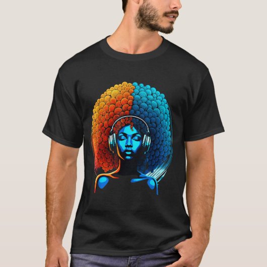 Retro 80s Funk Afro Girl Disco Soul African Americ T-shirt (Voorkant)