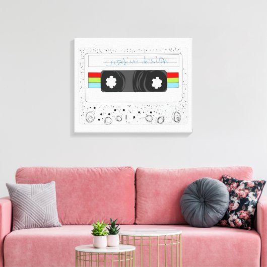 Retro 80s funky cassette tape canvas afdruk (Insitu (Woonkamer))