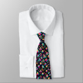 Retro 80s Funky Shapes Neon Neck Tie Stropdas (Gebonden)