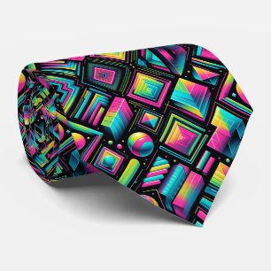 Retro 80s Funky Vormen Neon Kraag Das
