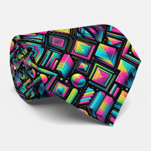 Retro 80s Funky Vormen Neon Necksjaal Stropdas