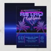 Retro 80's Futuristic Grid Verjaardag Kaart (Voorkant / Achterkant)