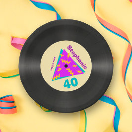Retro 80s Gedekte 40e verjaardag Faux Record Papieren Bordje