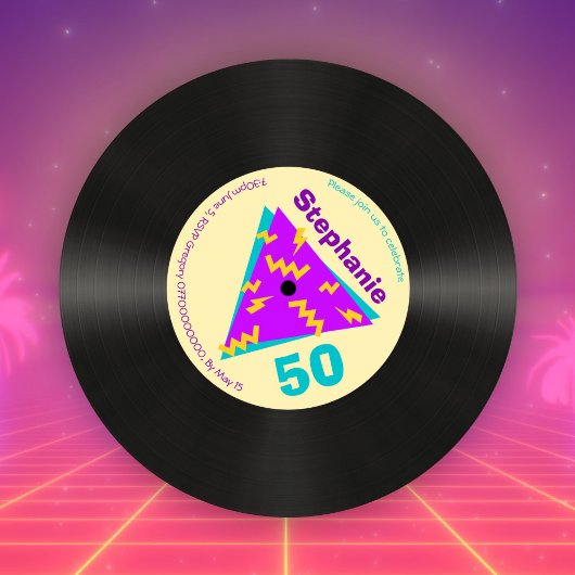 Retro 80s Geëvenieerd 50e verjaardag Faux Record Kaart