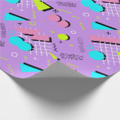 Retro 80's geometrisch patroon cadeaupapier (Hoek)