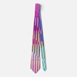 Retro 80's geometrische glitchkunst kleurrijke ges stropdas