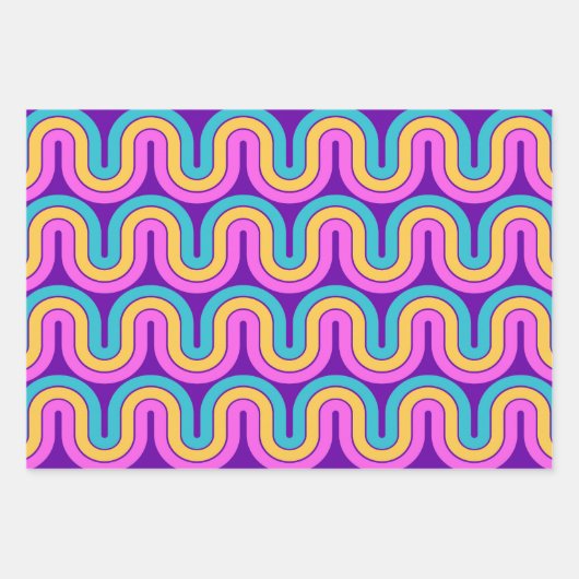 Retro 80s Geometrische Gradient Wave Ontwerp Inpakpapier Vel (Voorkant 2)