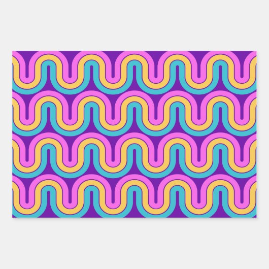 Retro 80s Geometrische Gradient Wave Ontwerp Inpakpapier Vel (Voorkant)