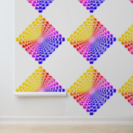 Retro 80's Gepixeliseerde Glazen Piramide Schaakbo Behang