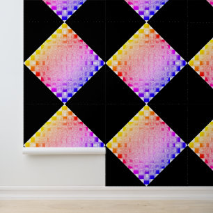 Retro 80's Gepixelte Glazen Kubus Schachbrett Vier Behang