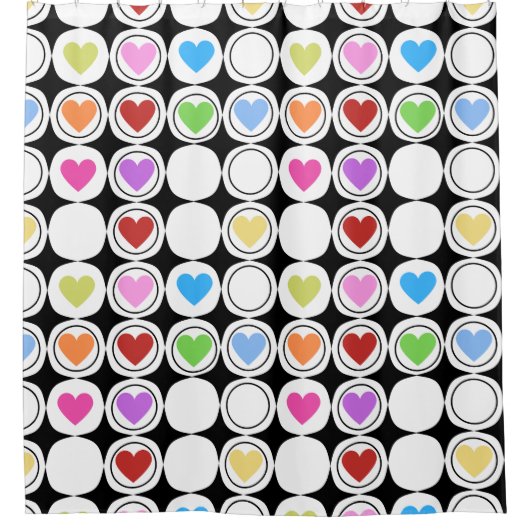 Retro 80s gewaagde geometrische harten douchegordijn (Voorkant)