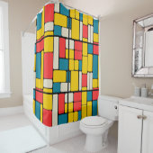 Retro 80s gewaagde geometrische moderne helder douchegordijn (In situ)