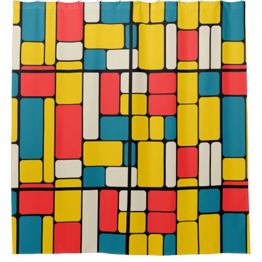 Retro 80s gewaagde geometrische moderne helder douchegordijn (Voorkant)