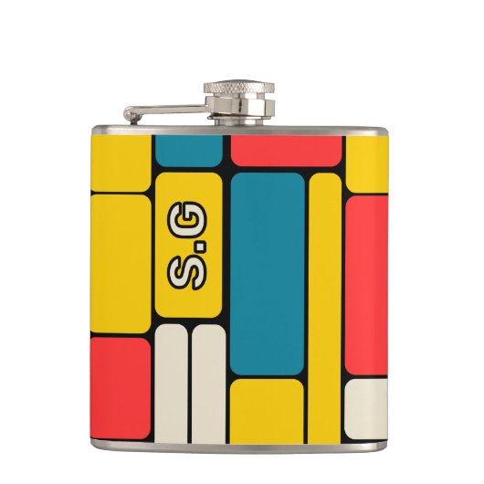 Retro 80s gewaagde geometrische moderne helder heupfles (Voorkant)