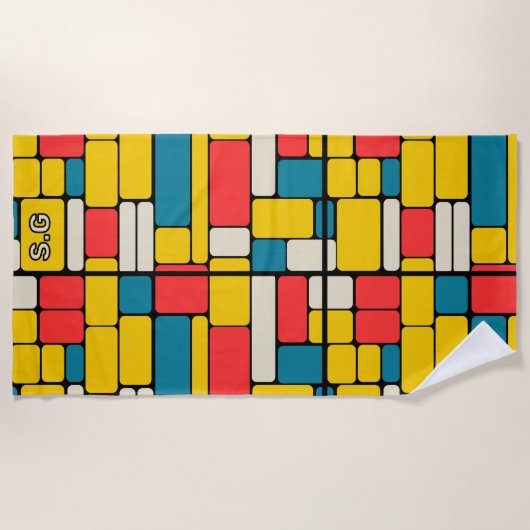 Retro 80s gewaagde geometrische moderne helder strandlaken (Voorkant)