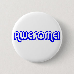 Retro 80's Geweldige! Blauw Ronde Button 5,7 Cm
