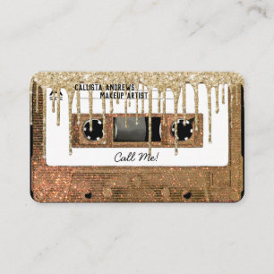 Retro 80's Gold Glitter Drip Cassettebandje Mixtap Visitekaartje