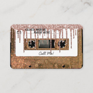 Retro 80's Gold Glitter Drip Cassettebandje Mixtap Visitekaartje