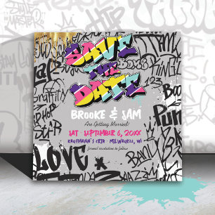 Retro 80's Hip Hop Graffiti Wedding Save The Date