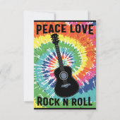 Retro 80s Hippie Peace Love Rock N Roll Bedankkaart (Voorkant)