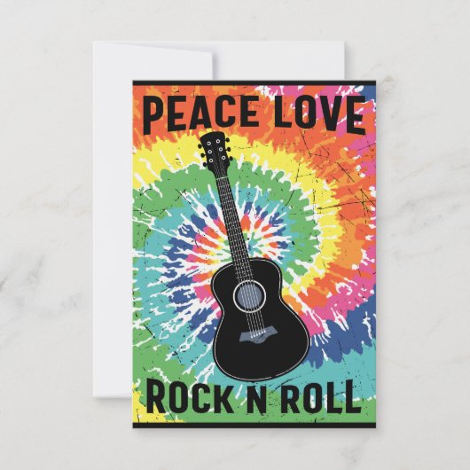 Retro 80s Hippie Peace Love Rock N Roll Bedankkaart (Voorkant)