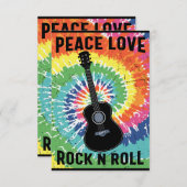 Retro 80s Hippie Peace Love Rock N Roll Bedankkaart (Voorkant / Achterkant)