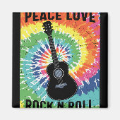 Retro 80s Hippie Peace Love Rock N Roll Magneet (Voorkant)