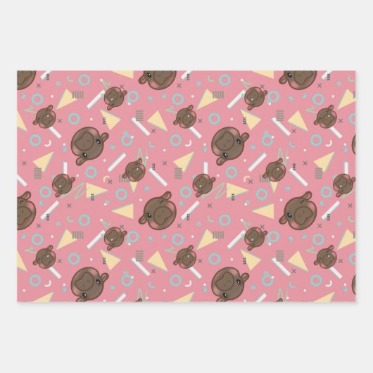 Retro 80's Hippo Inpakpapier Vel (Voorkant)
