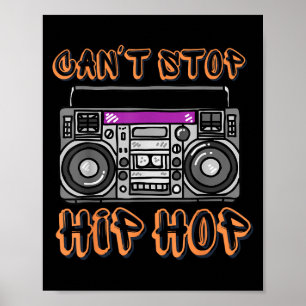 Retro 80's Kan Niet Stoppen Hip Hop Boombox Poster