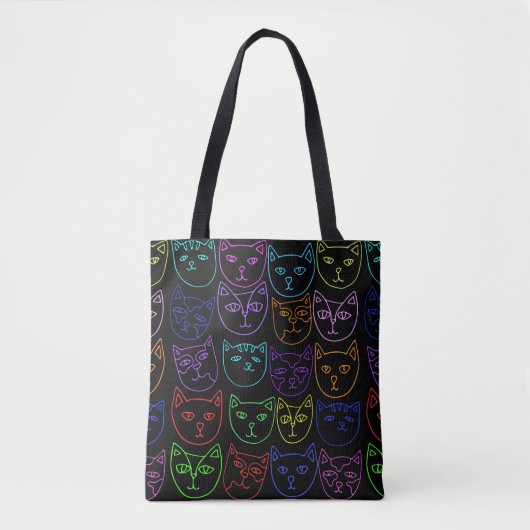 Retro 80s Katten Tote Bag (Voorkant)