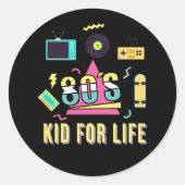 Retro 80's Kind voor het Leven 1980s Cool Eightie Ronde Sticker (Voorkant)