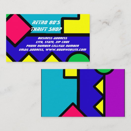 Retro 80s Kleurenblok Kleding Mode Trends Visitekaartje (Voorkant / Achterkant)
