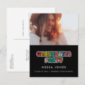 Retro 80s kleurrijke foto van graduatie party briefkaart (Voorkant / Achterkant)