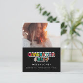 Retro 80s kleurrijke foto van graduatie party briefkaart (Staand voorkant)