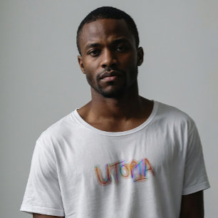 Retro 80s Kleurrijke Handgeschreven Utopia T-shirt