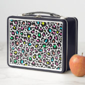 Retro 80's kleurrijke luipaard afdrukmetalen doos (In situ)