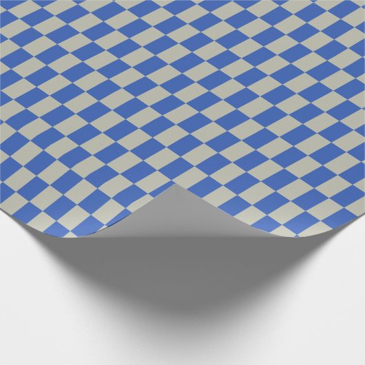 Retro 80s Kobalt Blauw Wit Checkerboard Patroon Cadeaupapier (Hoek)