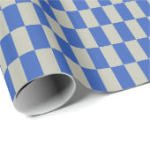 Retro 80s Kobalt Blauw Wit Checkerboard Patroon Cadeaupapier (Rol Hoek)