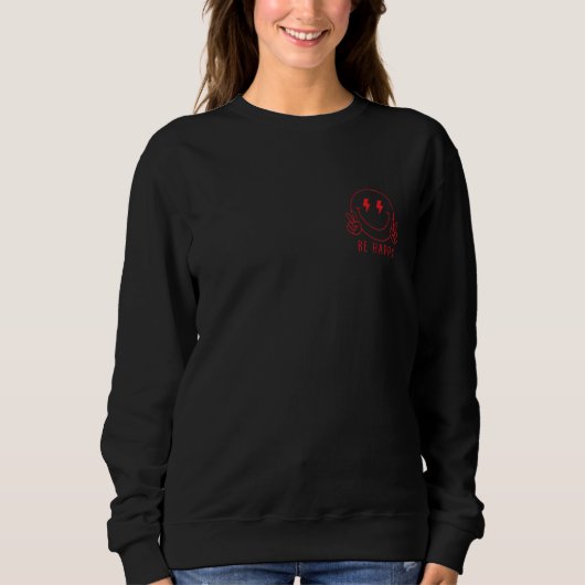 Retro 80s Lightning Bolt Eyes Happy Smiling Smile Trui (Voorkant)