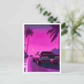 Retro 80s Lo-Fi Nostalgisch Neon Vaporwave Briefka Briefkaart (Staand voorkant)