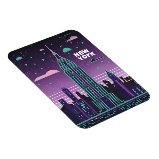 Retro 80s Lo-Fi Vaporwave Empire State Building Magneet (Rechterzijde)