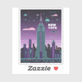 Retro 80s Lo-Fi Vaporwave Empire State Building Sticker (Vel)